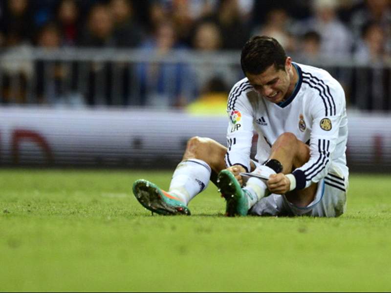 Cristiano Ronaldo acabó con sangre en la pierna el Real Madrid Celta