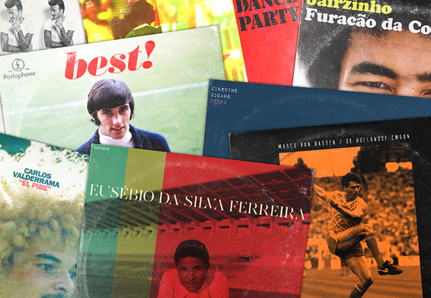 Tapas de discos con futbolistas