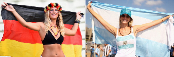 Duelo en la grada entre Alemania y Argentina